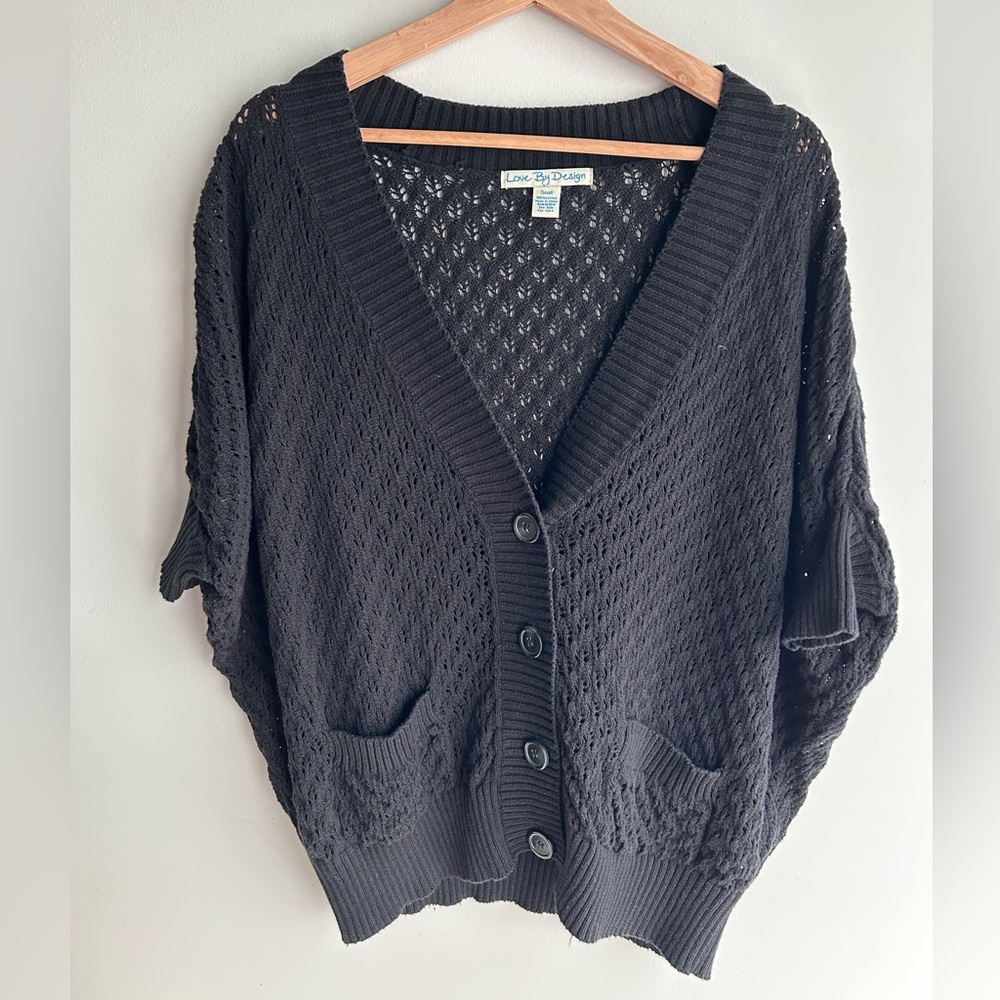 Love By Design Black Open-Knit Cardigan